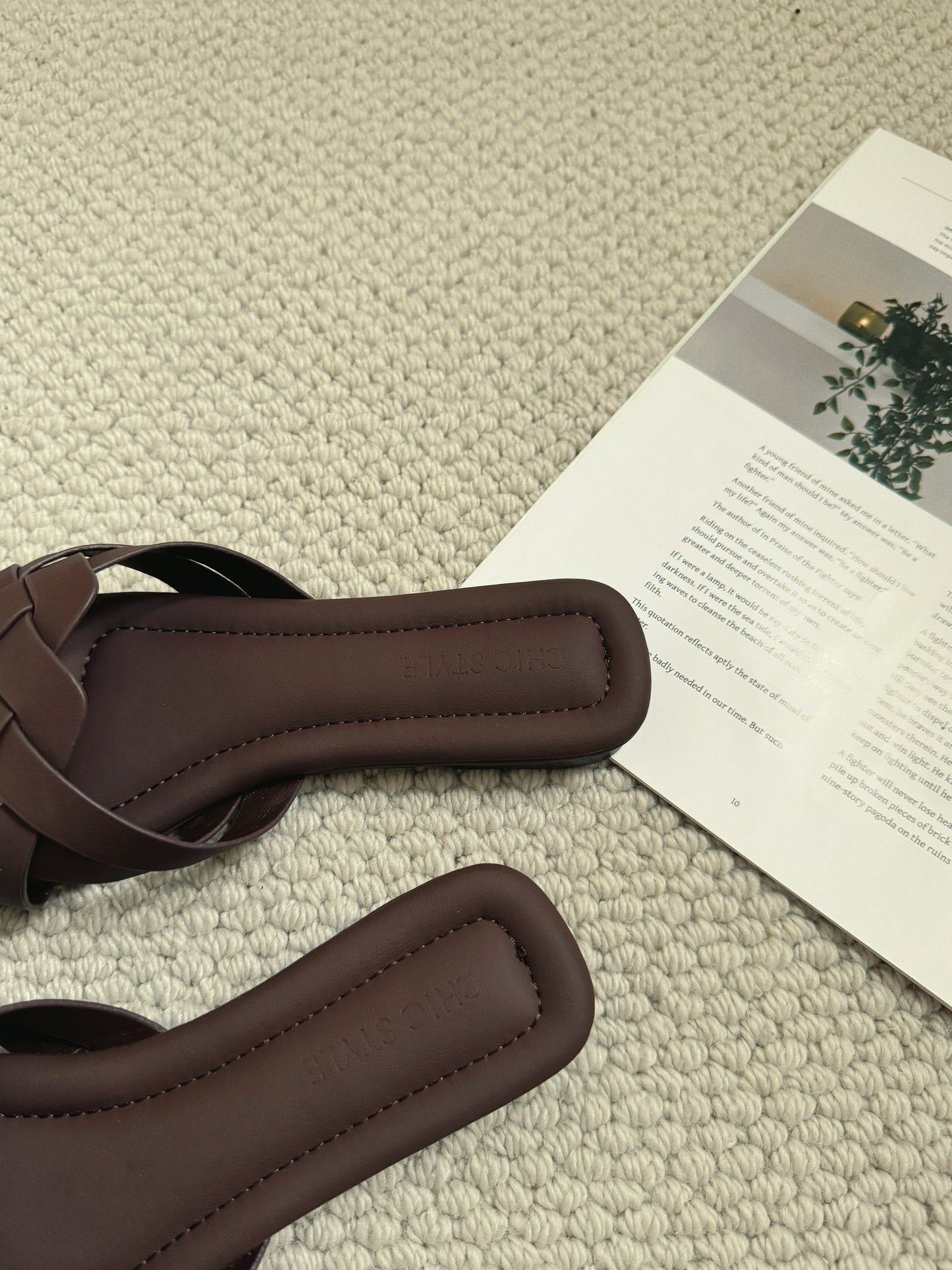 Doris Interwoven Comfy Sandals (Espresso)