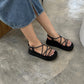 Ethel Buckle Strappy Wedges (Black)