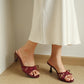 Rosella Lace Sateen Heels (Maroon / 35 36 37 38 39 40)