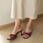 Rosella Lace Sateen Heels (Maroon / 35 36 37 38 39 40)