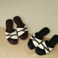 Oliver Contrast Buckle Slide Sandals (Chocolate)