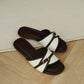 Oliver Contrast Buckle Slide Sandals (Chocolate)