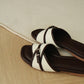 Oliver Contrast Buckle Slide Sandals (Chocolate)