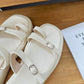 Haidyn Buckle Strappy Wedges Sandals (Cream)