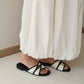 Oliver Contrast Buckle Slide Sandals (Black)