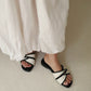 Oliver Contrast Buckle Slide Sandals (Black)