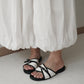 Oliver Contrast Buckle Slide Sandals (Black)