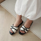 Oliver Contrast Buckle Slide Sandals (Black)