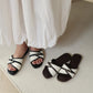 Oliver Contrast Buckle Slide Sandals (Black)