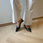 Carmela Pointed Buckled Heels (Black)