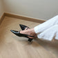 Carmela Pointed Buckled Heels (Black)