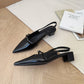 Carmela Pointed Buckled Heels (Black)