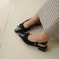 Novella Cute Bow Slingback Heels (Black)
