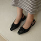 Novella Cute Bow Slingback Heels (Black)