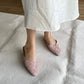 Vance Textured Pointed Mules (Pink)