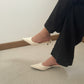 Zana Pointy Low Heels (Cream White)
