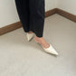 Zana Pointy Low Heels (Cream White)