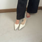 Zana Pointy Low Heels (Cream White)