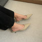 Zana Pointy Low Heels (Beige)