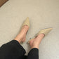 Zana Pointy Low Heels (Beige)