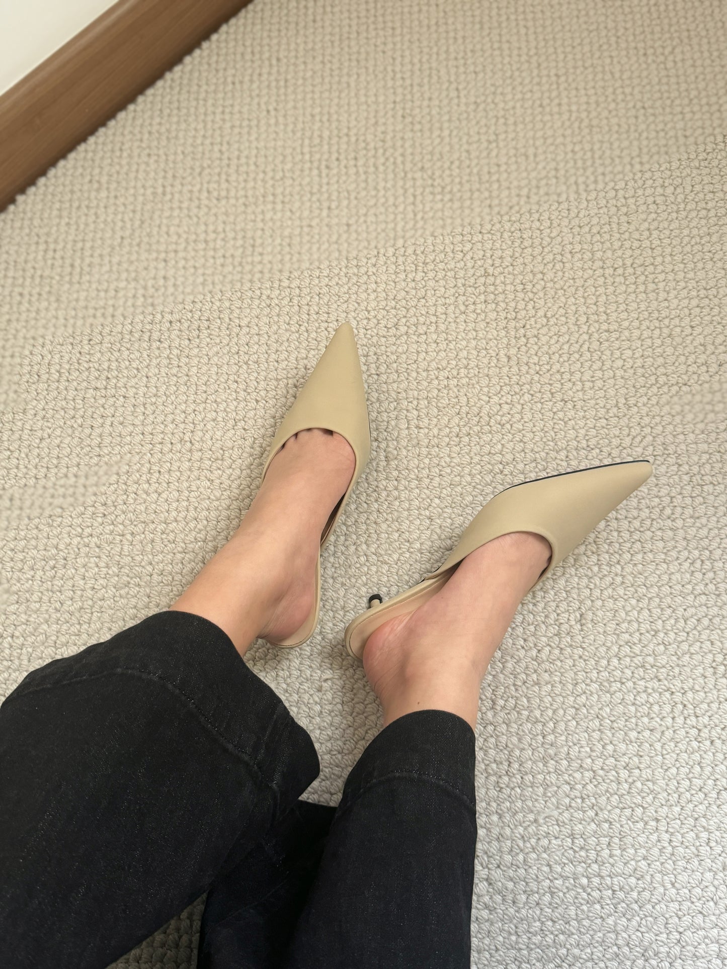 Zana Pointy Low Heels (Beige)