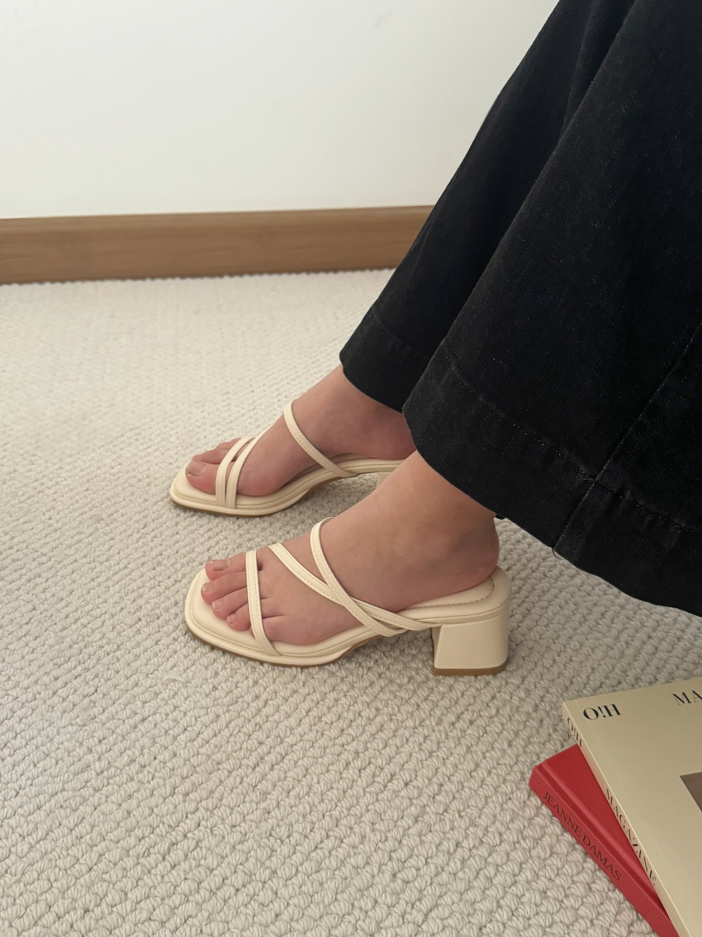 Lucie Strappy Comfy Heels (Cream)