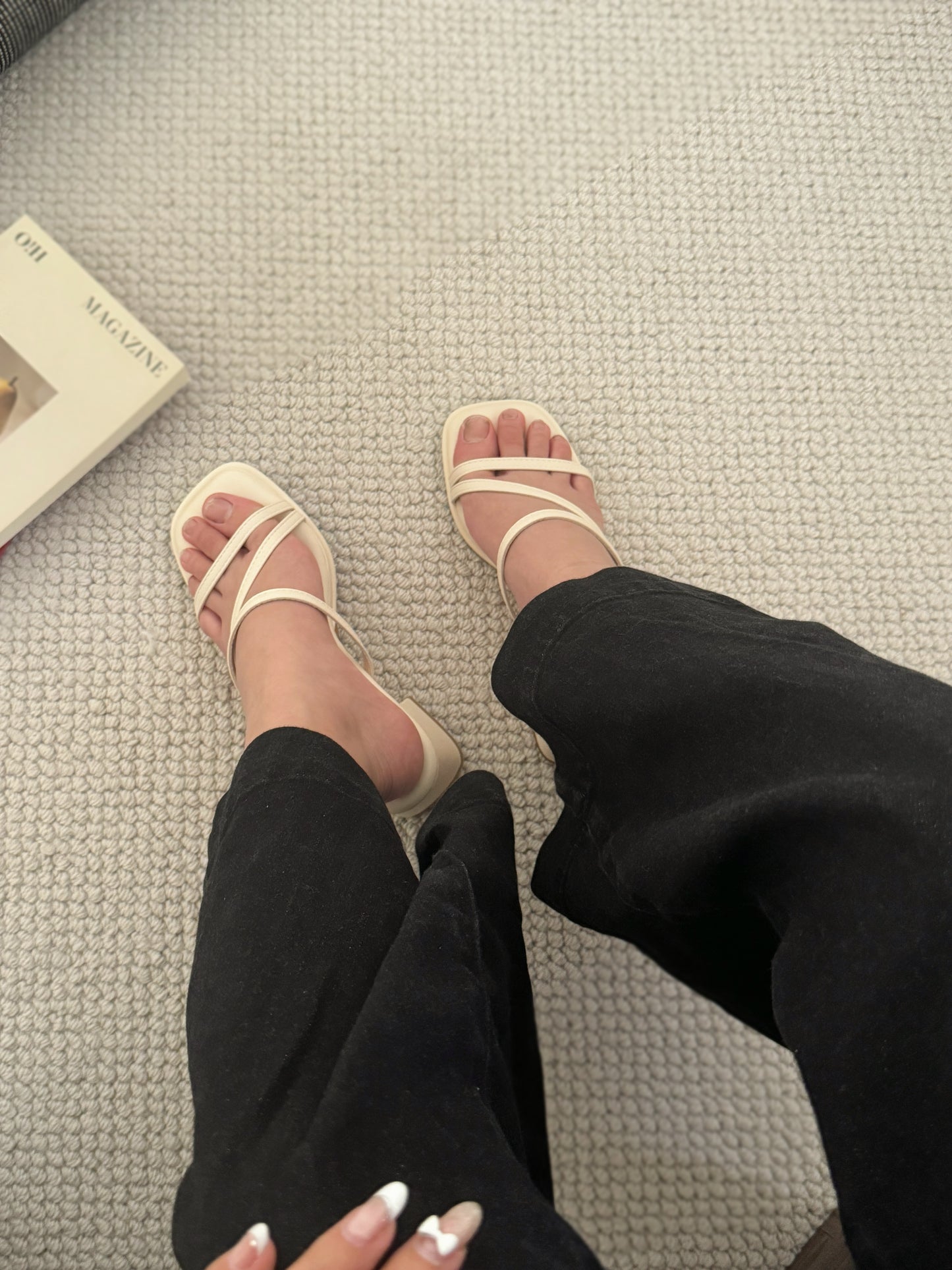 Lucie Strappy Comfy Heels (Cream)