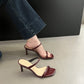 Rachel Classic Strappy High Heels (Burgundy)