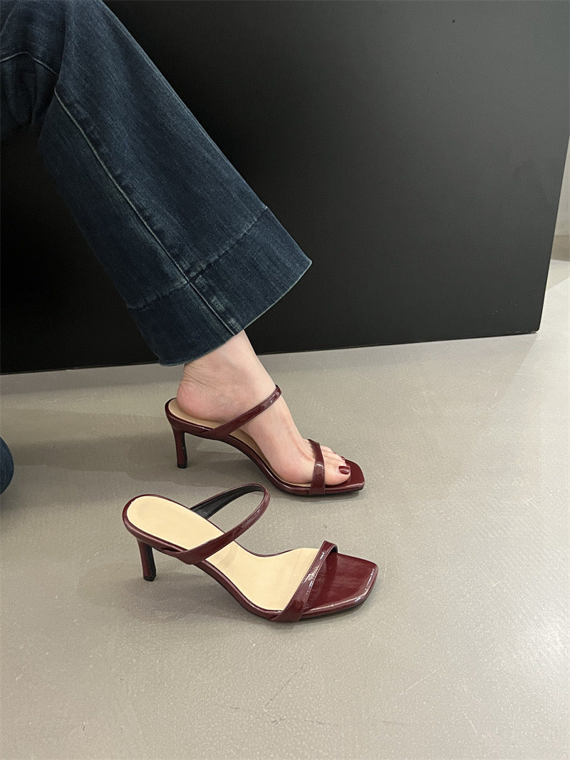 Rachel Classic Strappy High Heels (Burgundy)