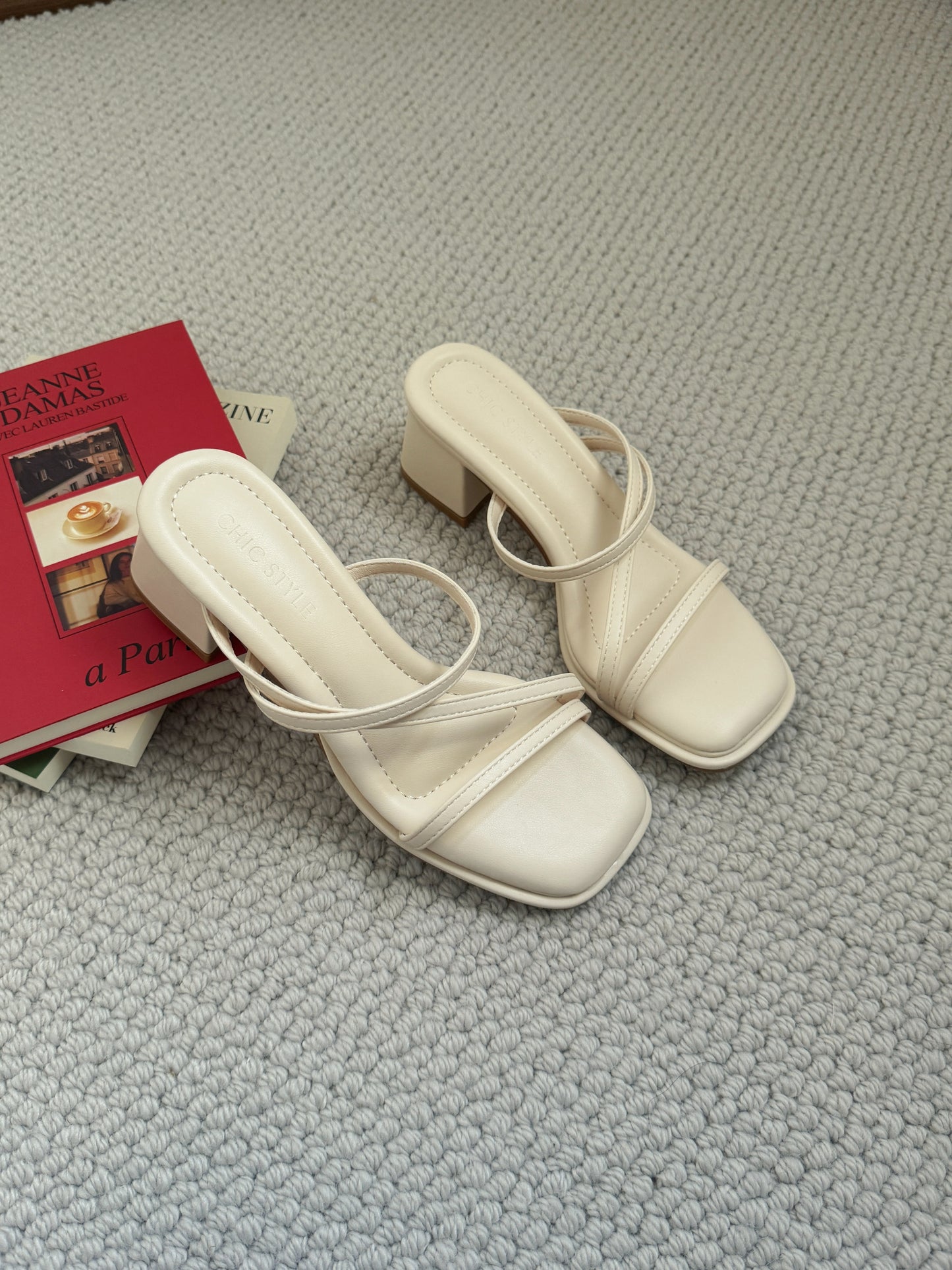 [Preorder] Lucie Strappy Comfy Heels (Cream)