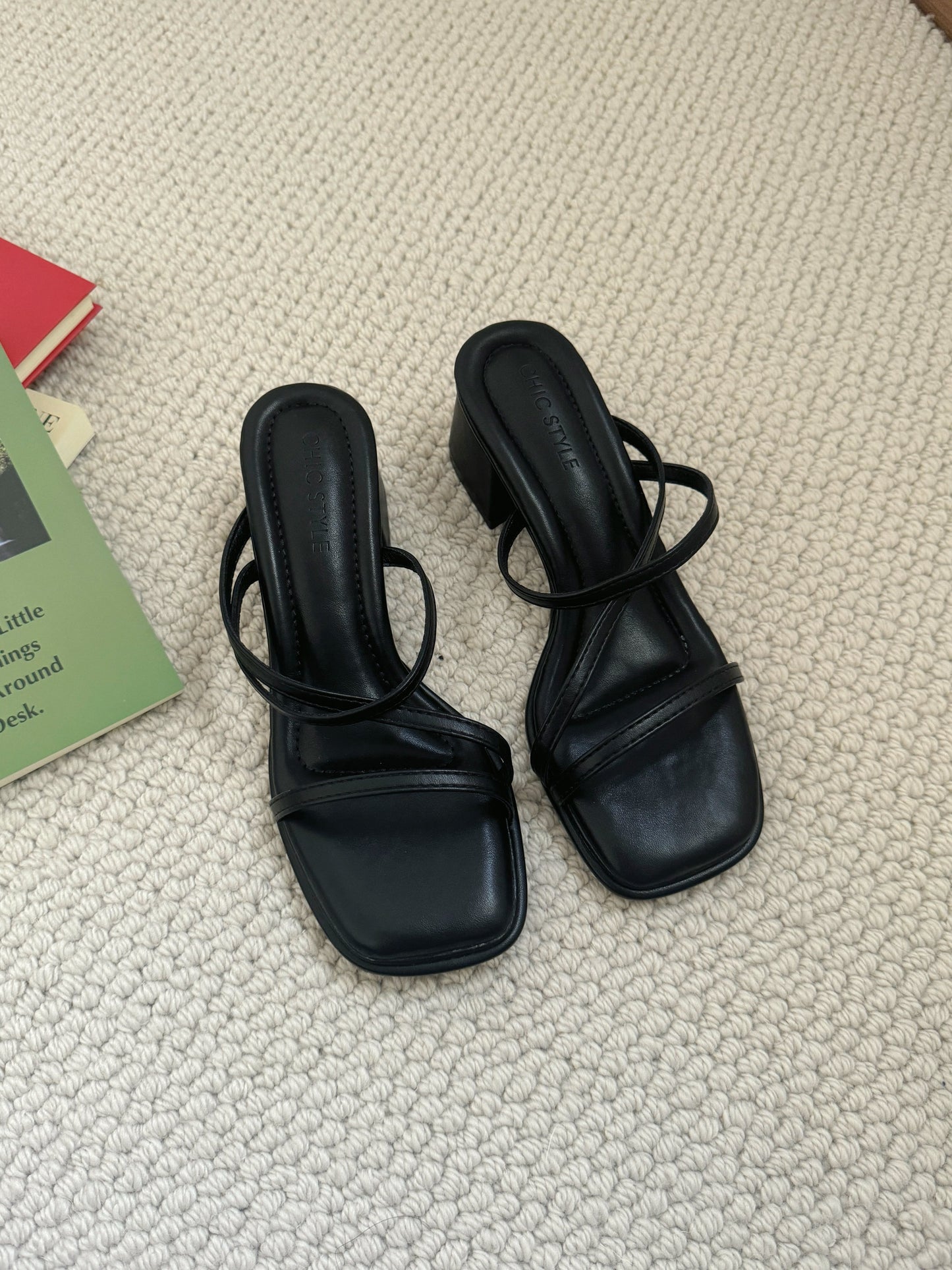 [Preorder] Lucie Strappy Comfy Heels (Black)