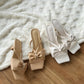 Belle Bow Strappy Low Heels (White)