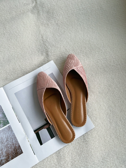 Vance Textured Pointed Mules (Pink)