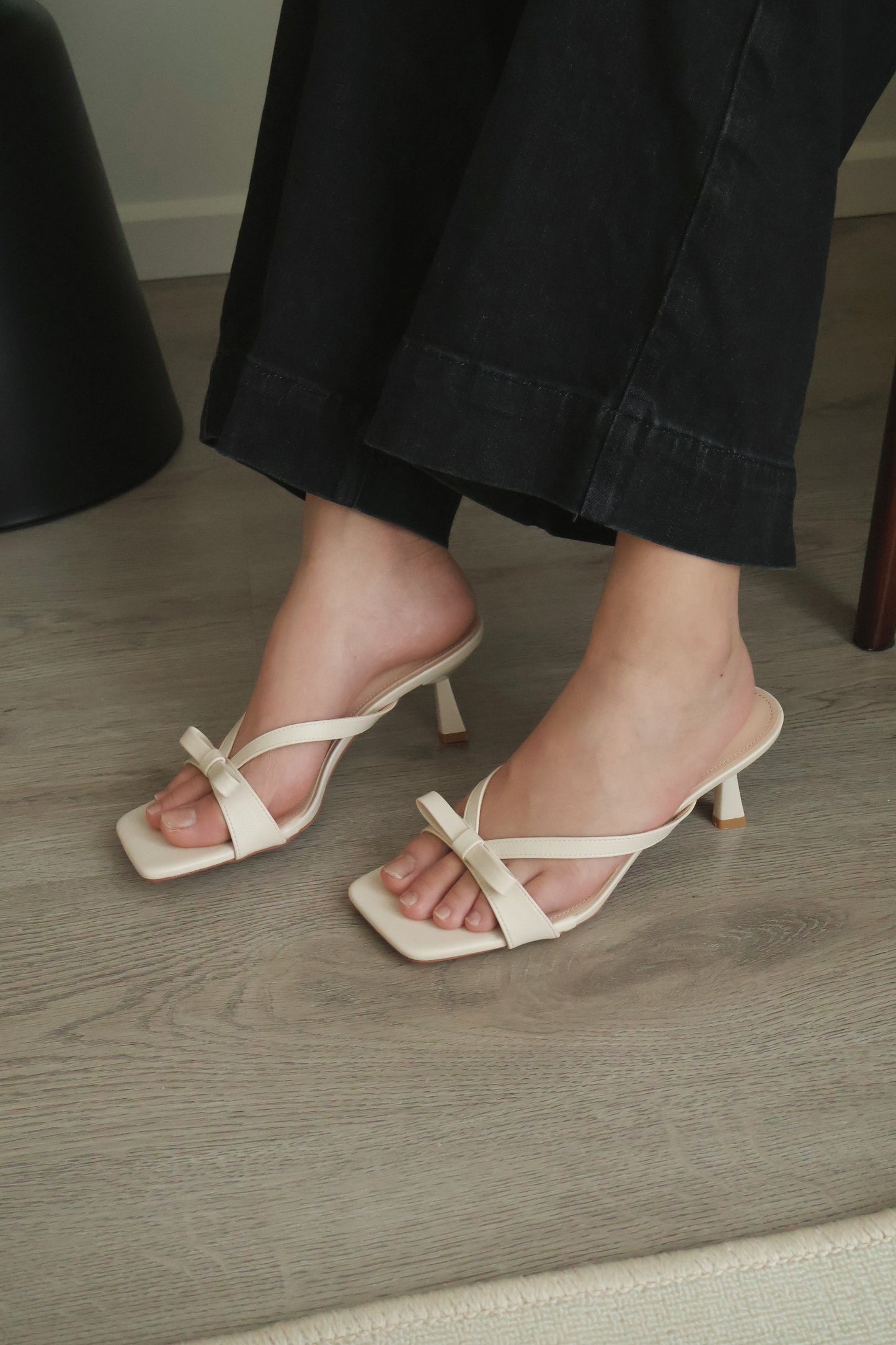 Amerie Bow Strappy Heels (Cream White)