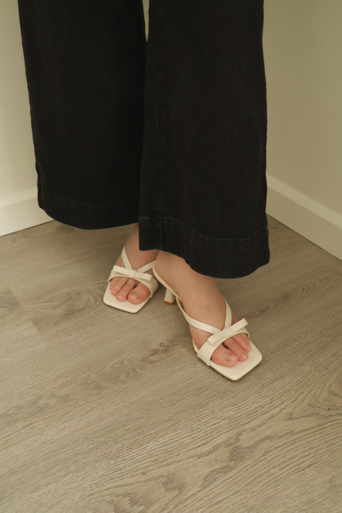 Amerie Bow Strappy Heels (Cream White)