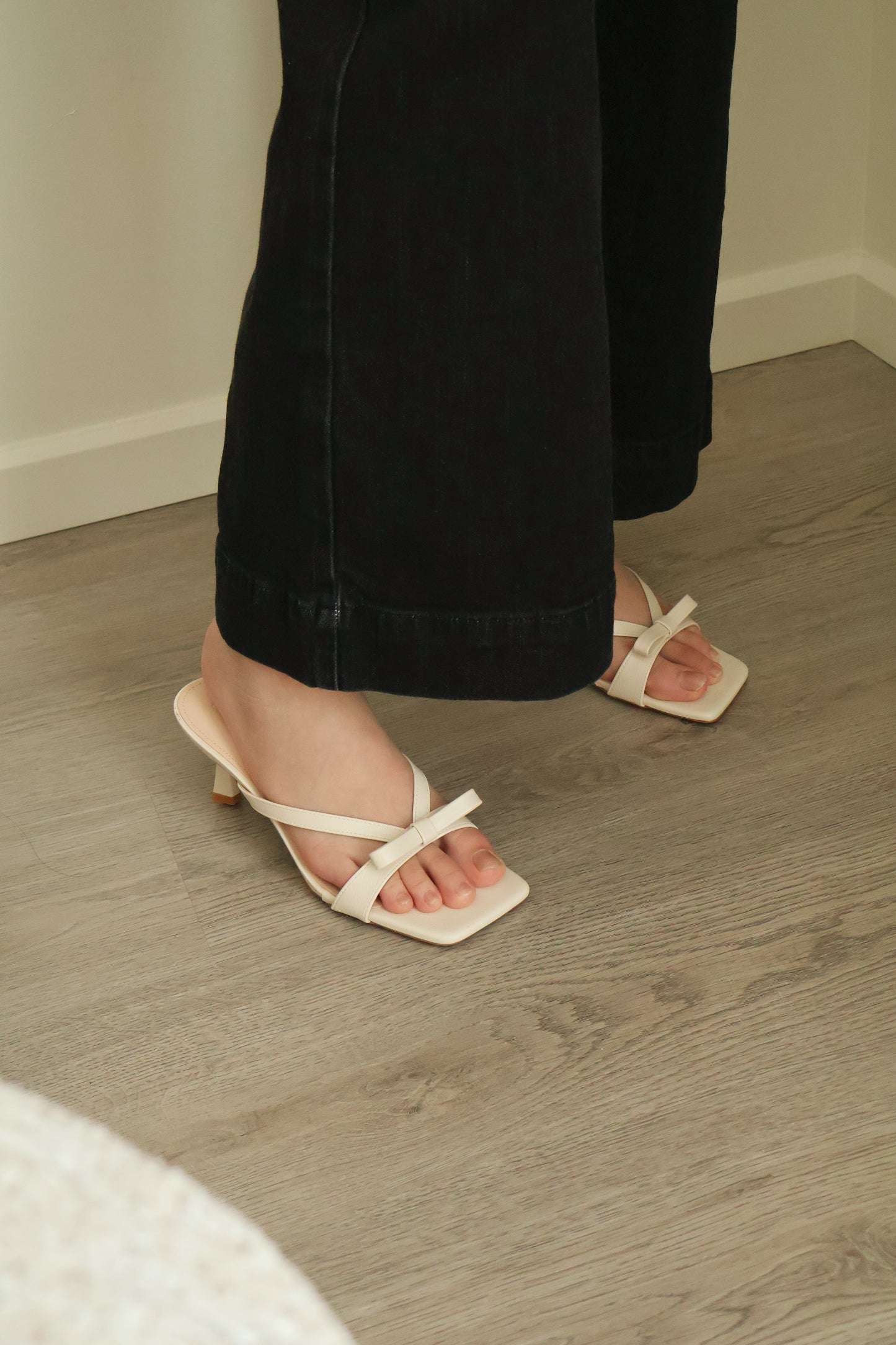 Amerie Bow Strappy Heels (Cream White)