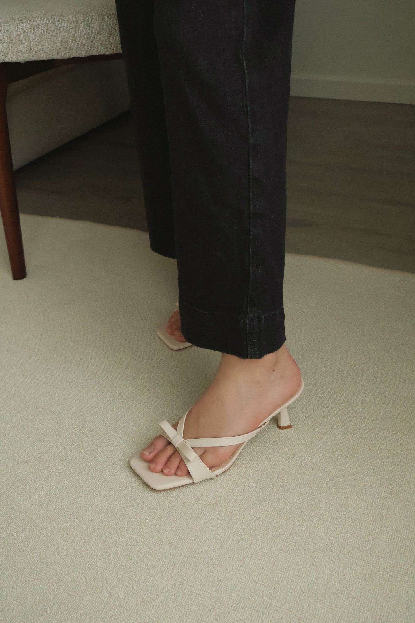 Amerie Bow Strappy Heels (Cream White)