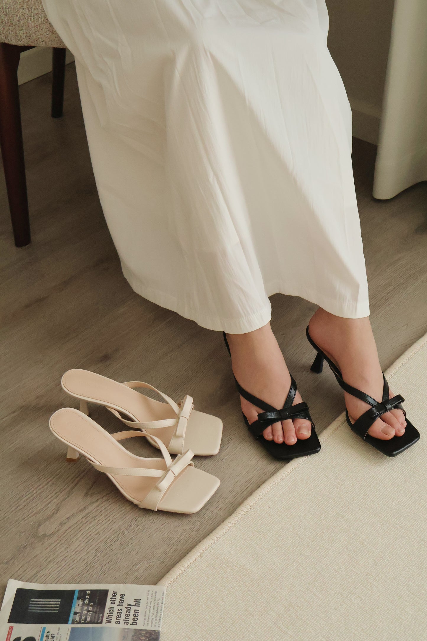 Amerie Bow Strappy Heels (Black)