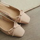 Rynn Bow Slingback Heels (Beige)