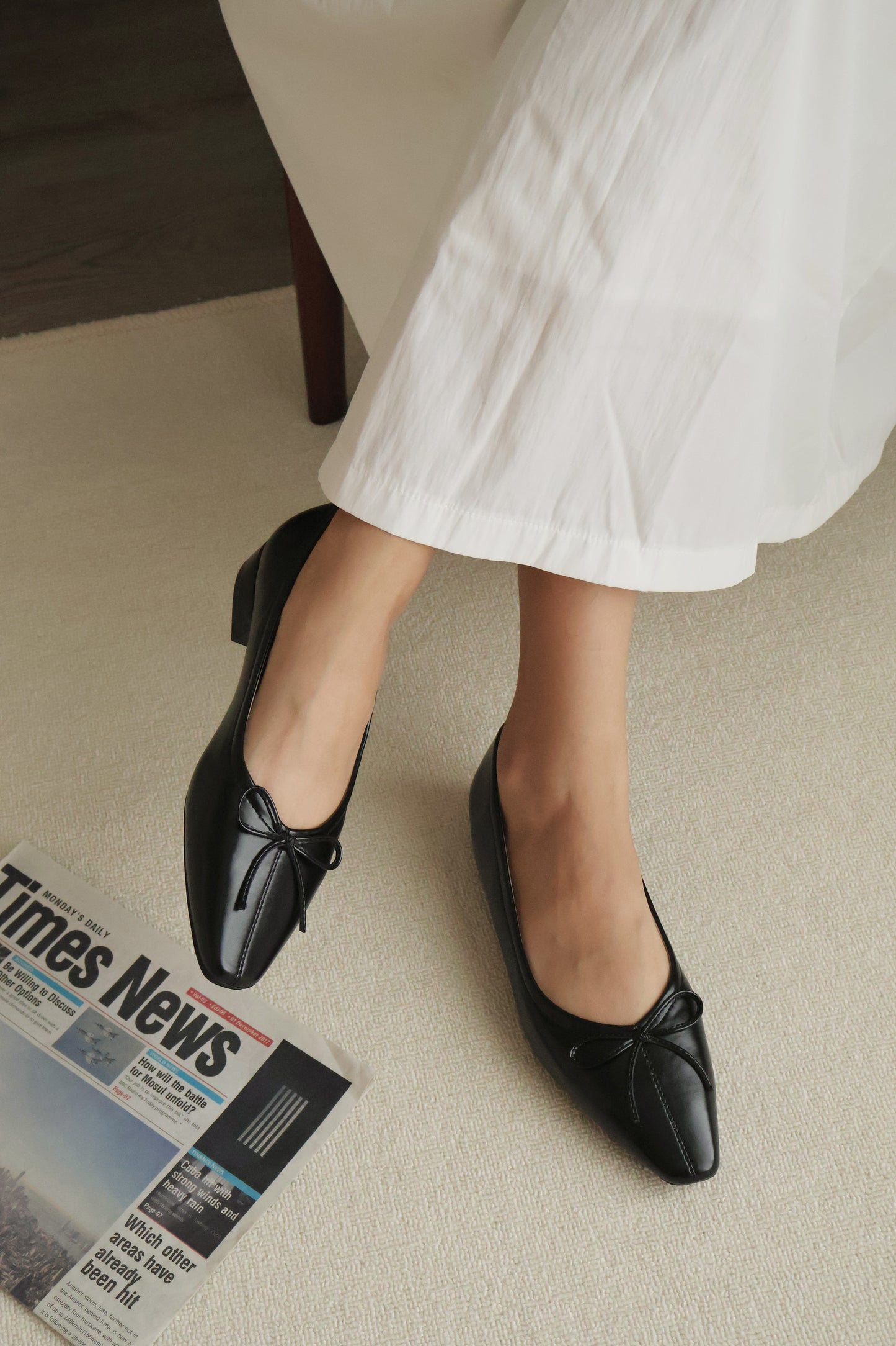 Alisha French Bow Low Flats (Black)