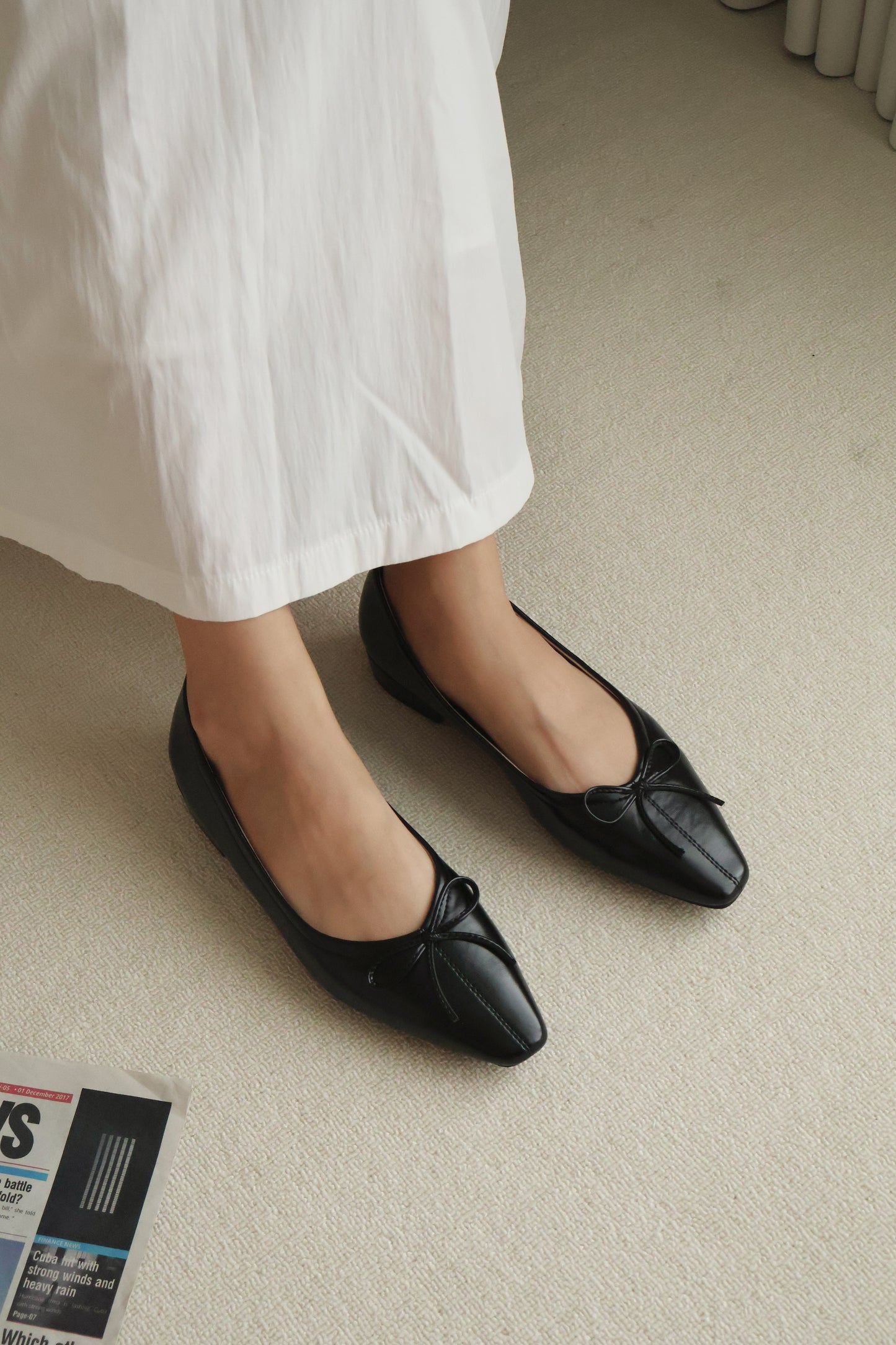 Alisha French Bow Low Flats (Black)