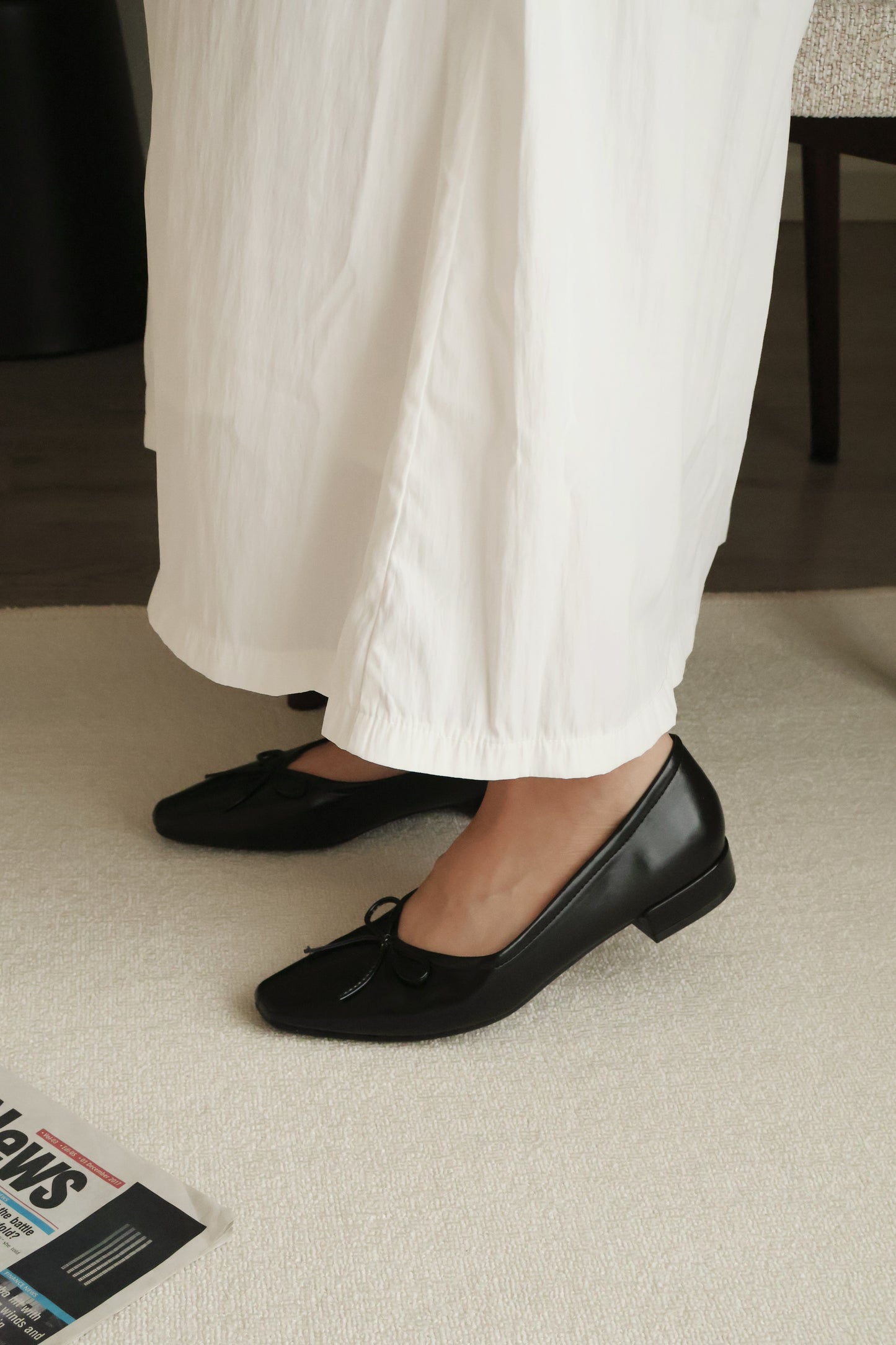 Alisha French Bow Low Flats (Black)