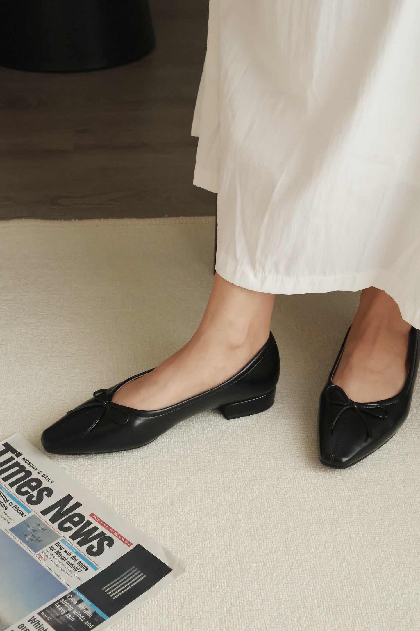 Alisha French Bow Low Flats (Black)
