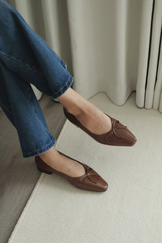 Alisha French Bow Low Flats (Brown)