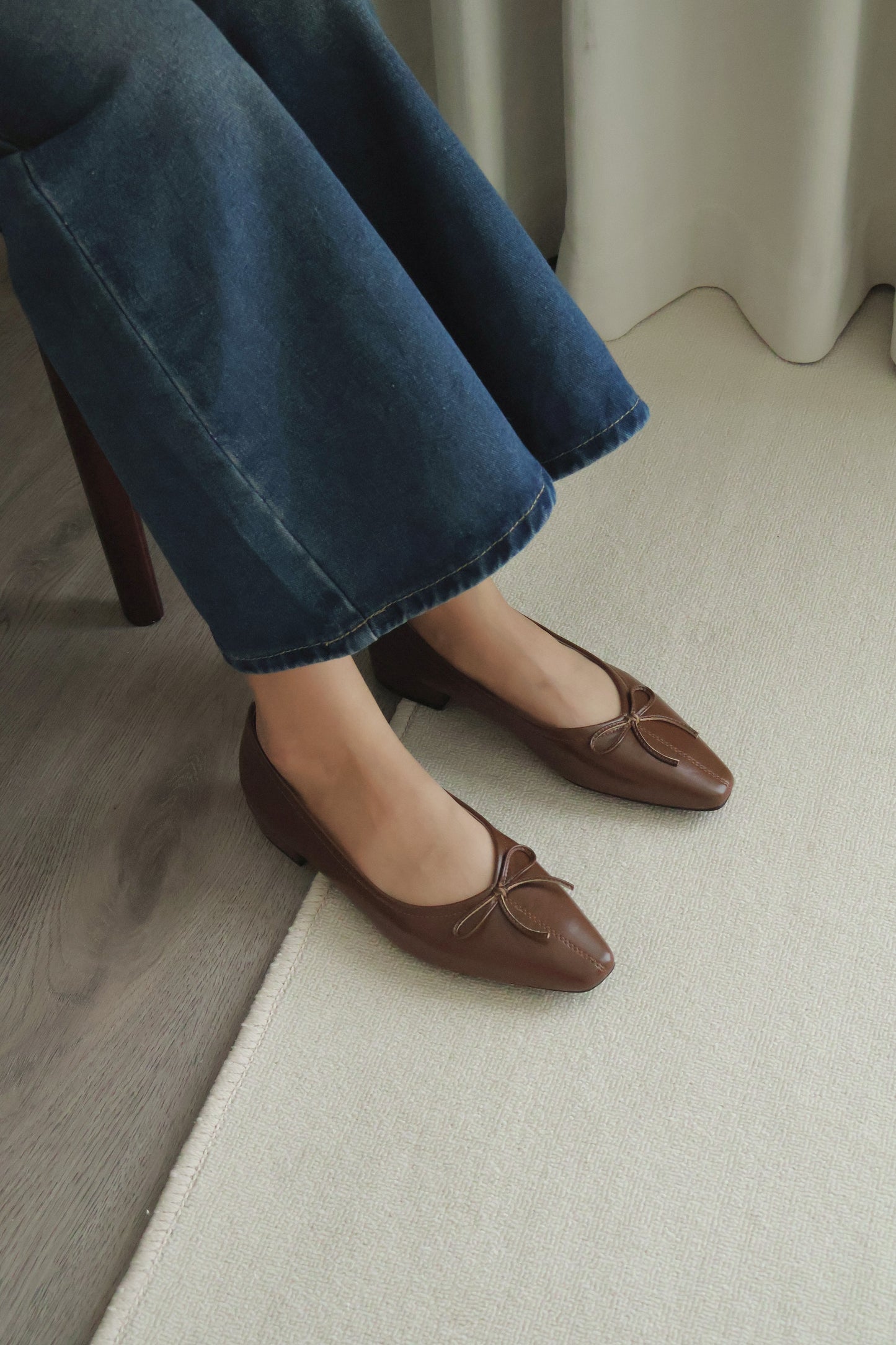 Alisha French Bow Low Flats (Brown)