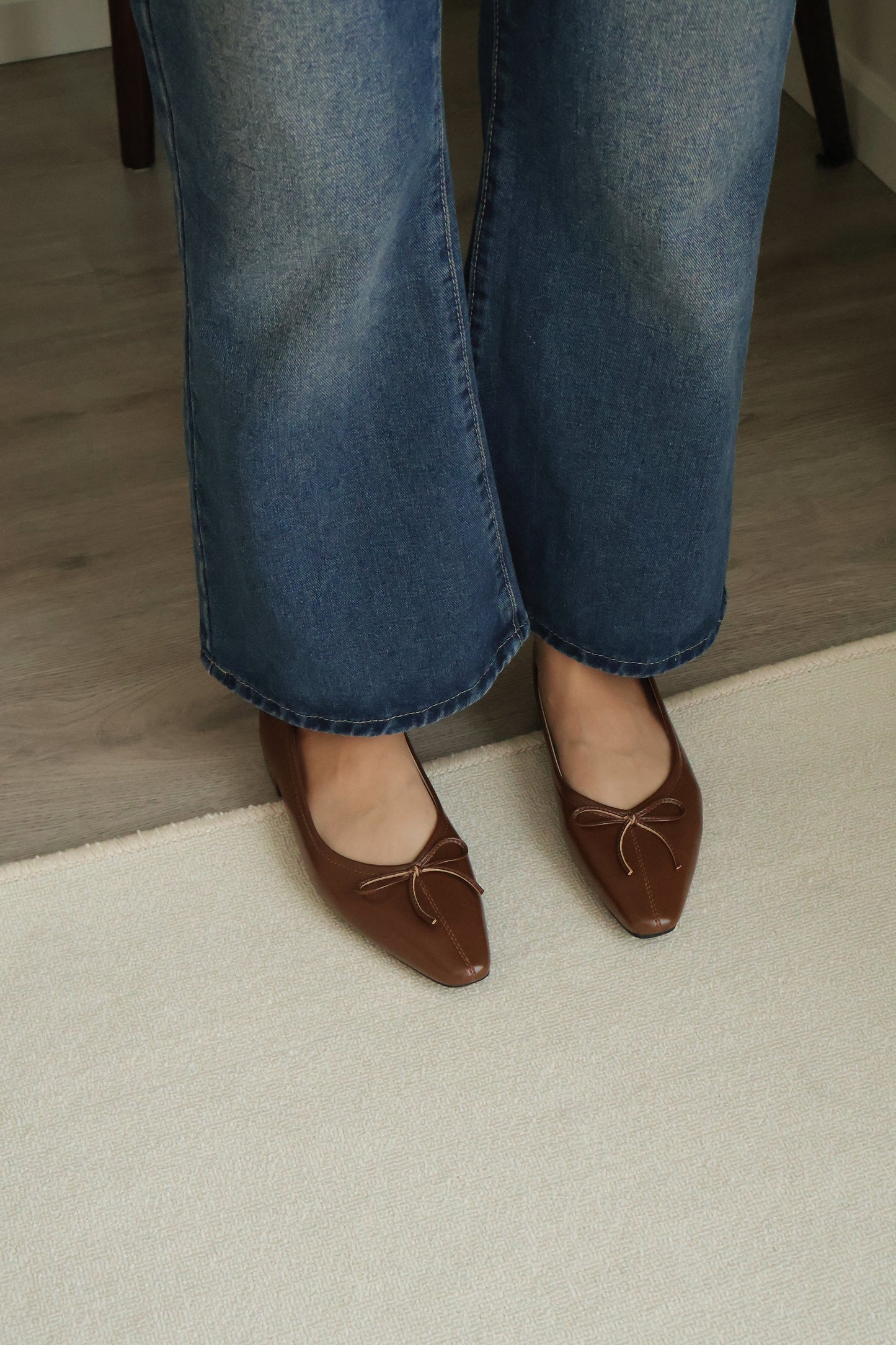 Alisha French Bow Low Flats (Brown)