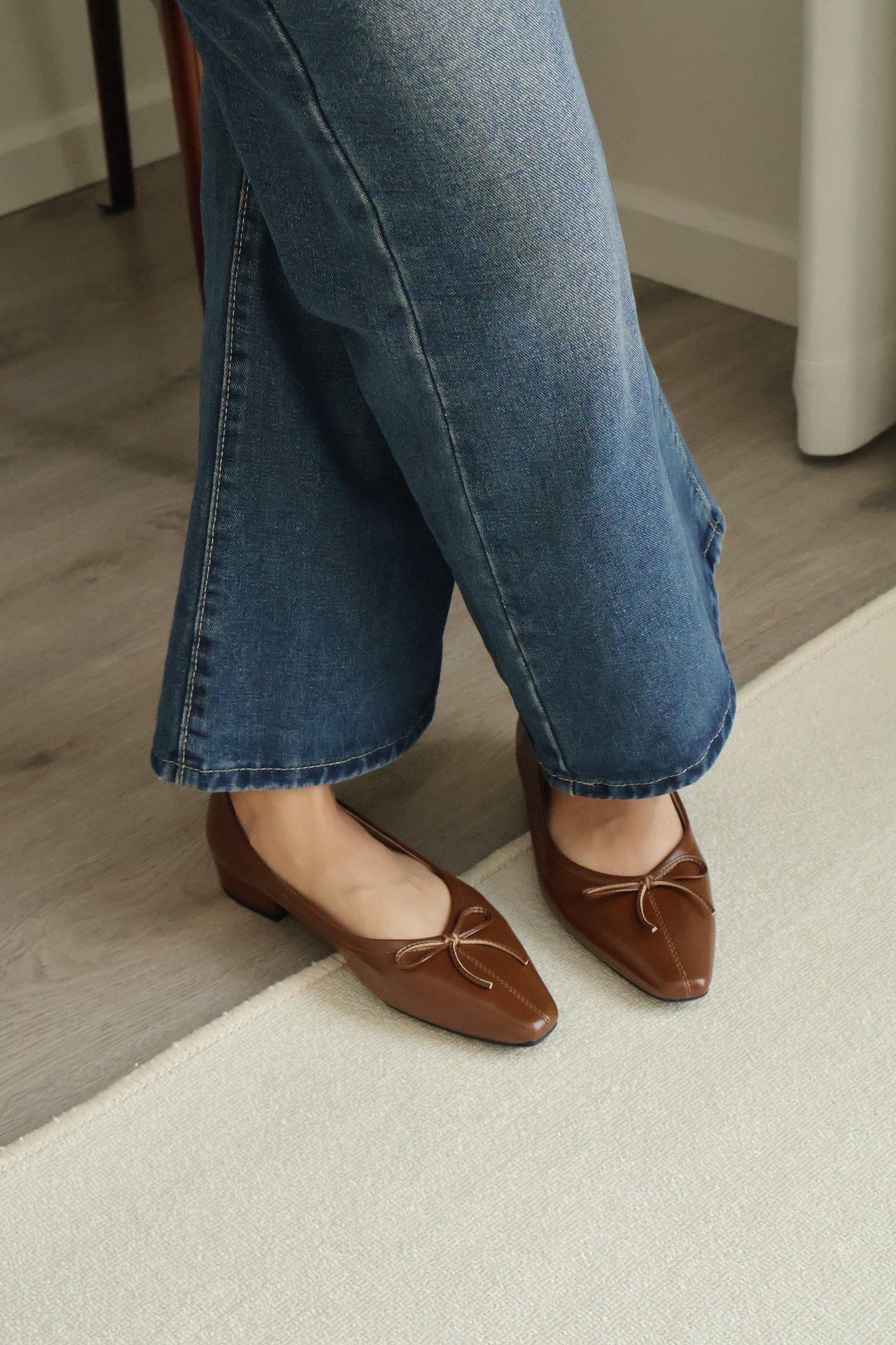 Alisha French Bow Low Flats (Brown)
