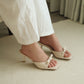 Masha Bow Slip On Heels (Cream White)