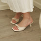 Masha Bow Slip On Heels (Cream White)