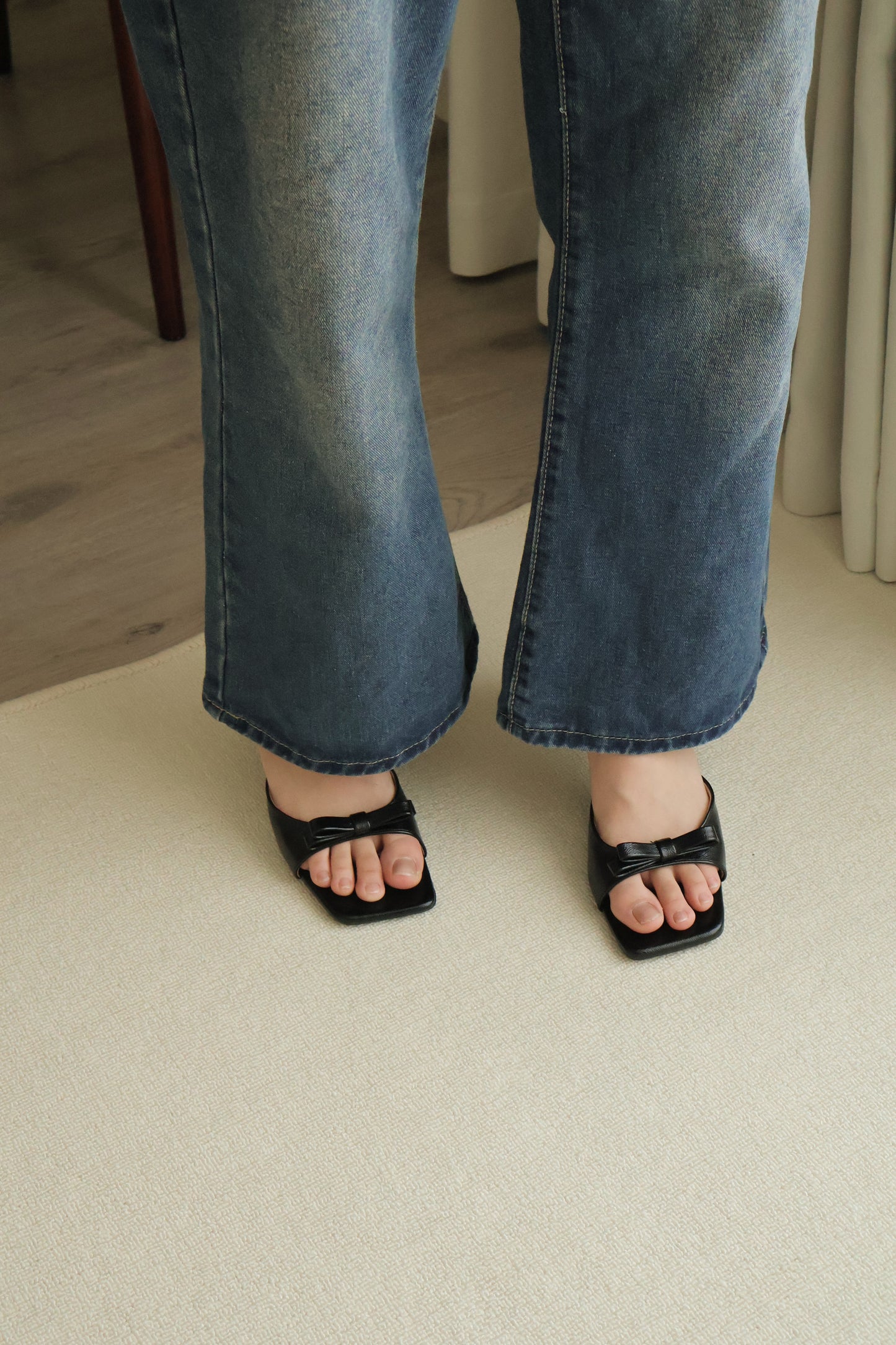 Masha Bow Slip On Heels (Black)